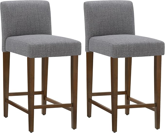 CHITA Counter Height Bar Stools Set of 2, Fabric in Fog Grey by CHITALIVING