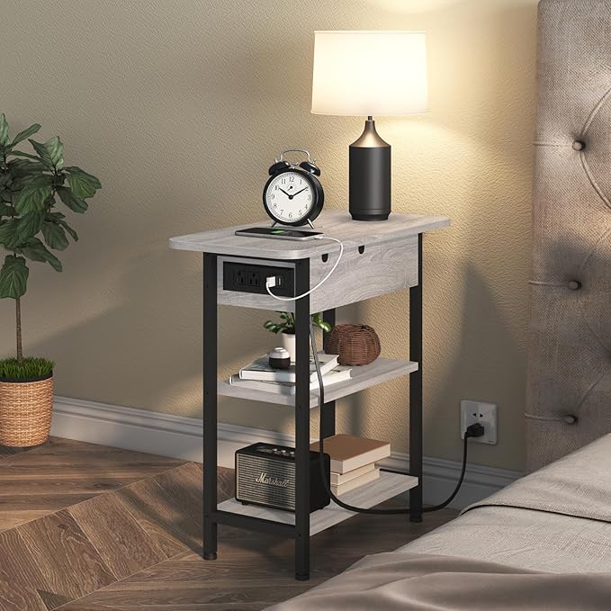 LIDYUK End Table with Charging Station, Nightstands Set of 2 - Image 6