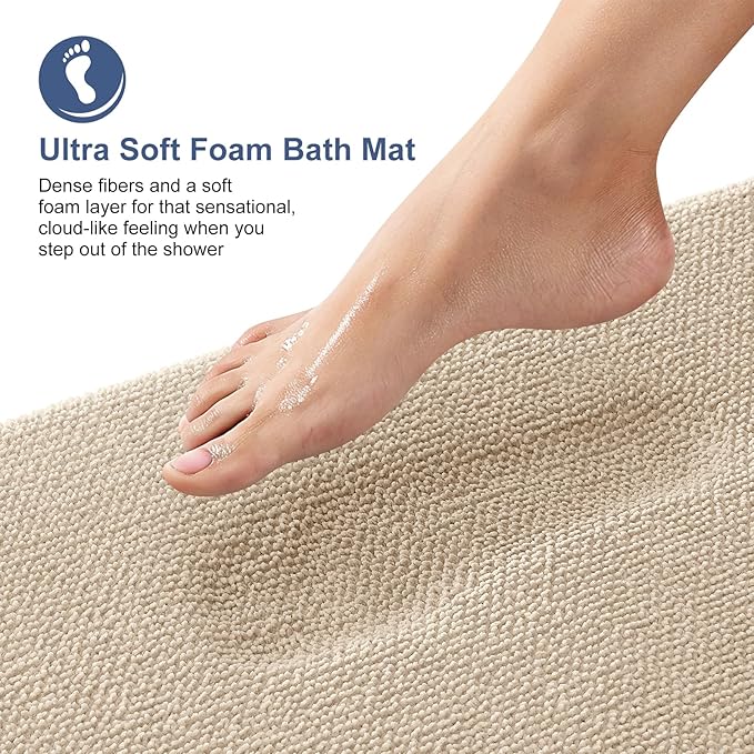 OLANLY Thick Memory Foam Bath Mat Rug 34x21, Extra Soft Absorbent Bathroom Rug - Image 2
