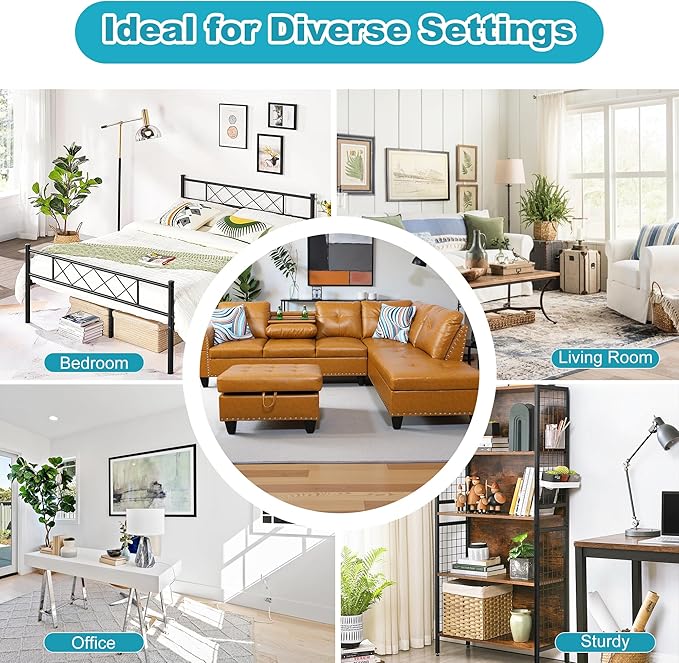 Couches for Living Room PU Leather L Shaped Couch Comfy 3 Pieces Sectional Sofa - Image 7