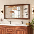 TETOTE 48 x 24 Walnut Wood Framed Mirror by TETOTE