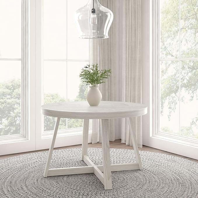Plank+Beam Round Dining Table, 47 Inch Solid Wood Kitchen Table, Farmhouse by PlankBeam