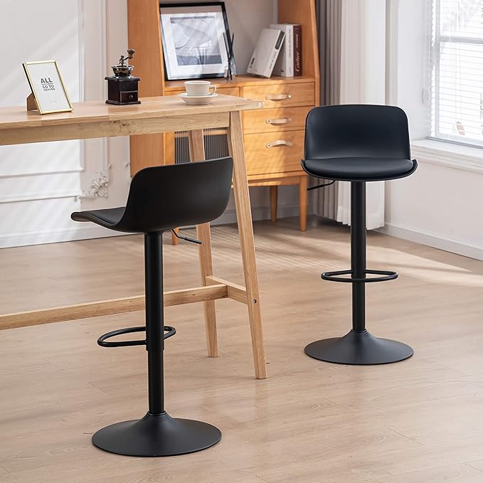 YOUTASTE Black Bar Stools Set of 2 Counter Height Bar Stool Upholstered - Image 6