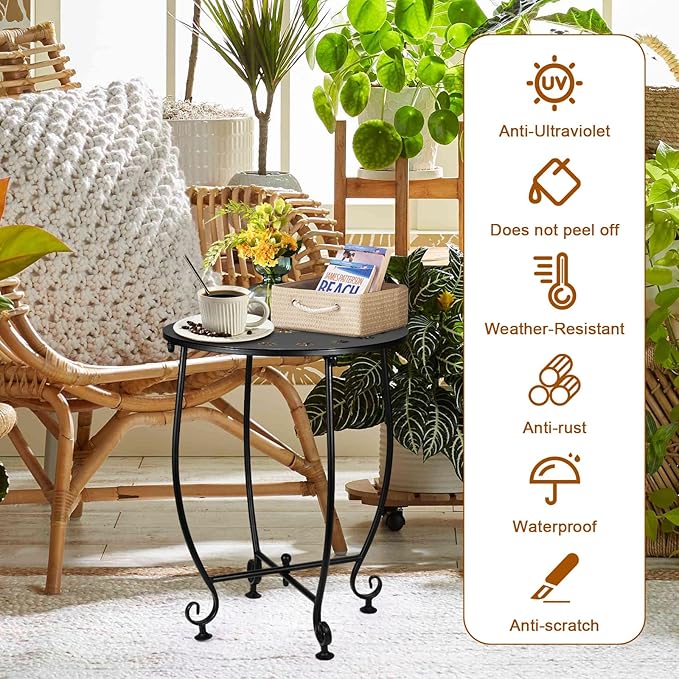 2 Pack Outdoor Side Tables for Patio, Weather Resistant Steel Patio Side Table - Image 5