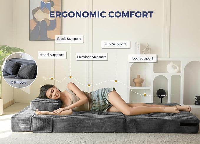 MAXYOYO Convertible Sofa Bed, Fold Out Loveseat Sleeper Sofa - Image 9