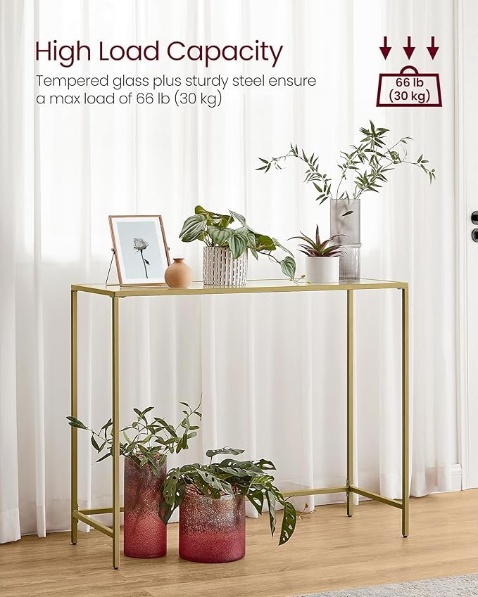 VASAGLE 39.4 Inches Console Table, Tempered Glass Sofa Table, Modern Entryway - Image 4