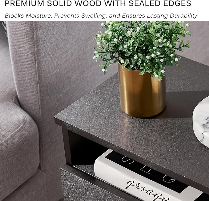 VECELO Modern Wood Night Stand, Square End Table Side Table - Image 7