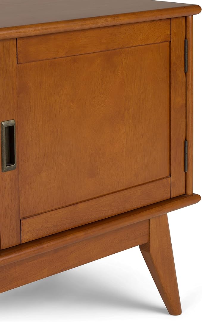 SIMPLIHOME Draper SOLID HARDWOOD 60 inch Wide Mid Century Modern TV Media Stand - Image 8