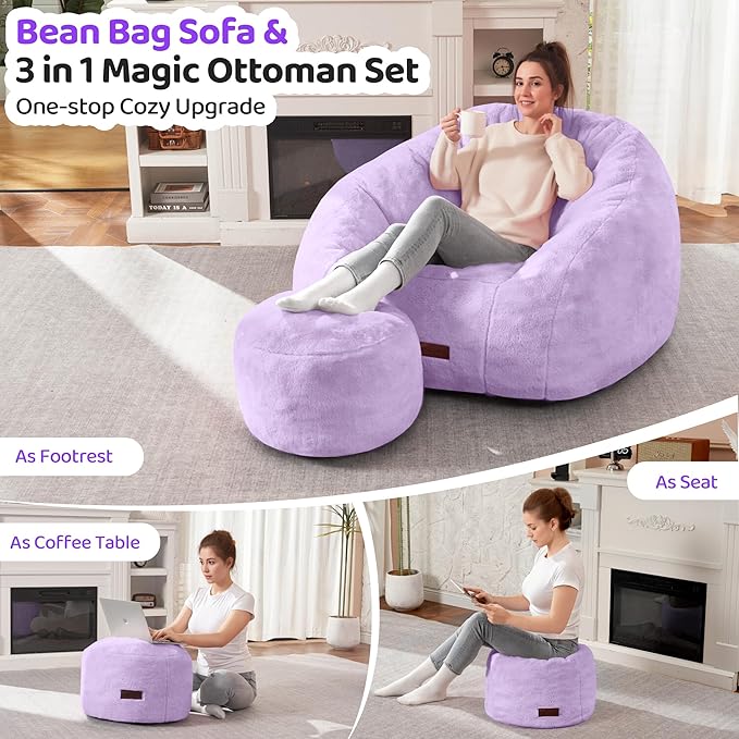 HABUTWAY Bean Bag Chair, Giant Bean Bag Chairs - Image 4