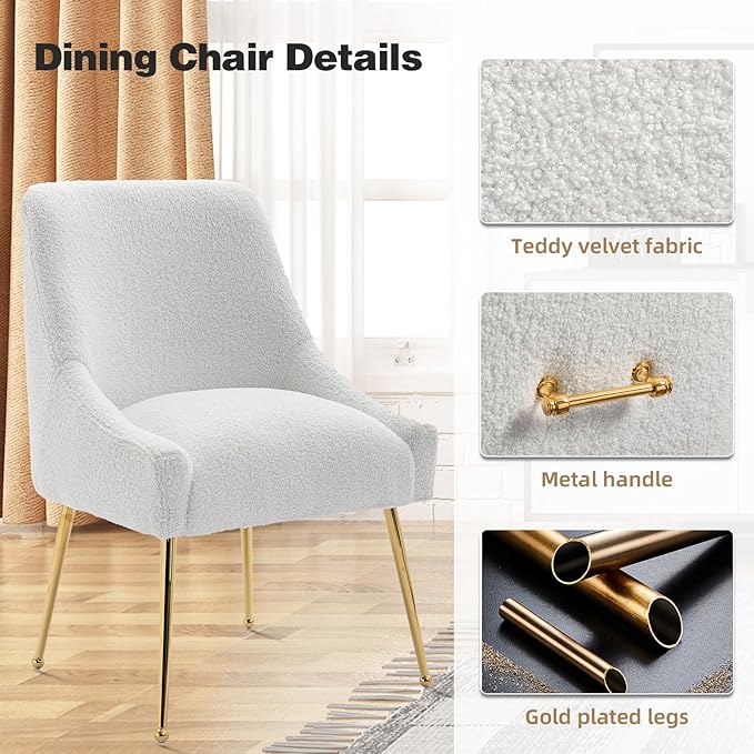 Dining Chairs Medieval Modern Restaurant Chairs, Soft Cushions, Teddy Velvet - Image 6