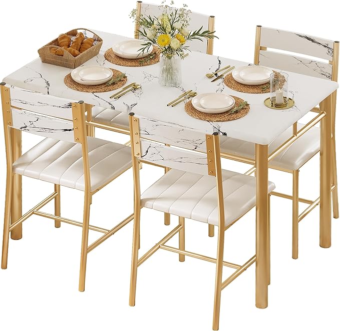 IRONCK Dining Table Set for 4, Wood Kitchen Table by IRONCK