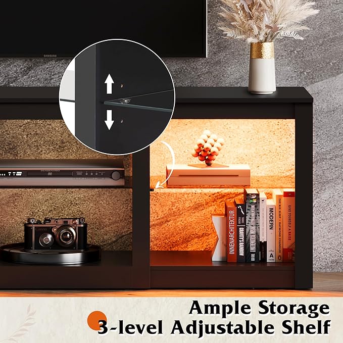 WLIVE LED TV Stand for 65 Inch TV, Modern Entertainment Center - Image 5