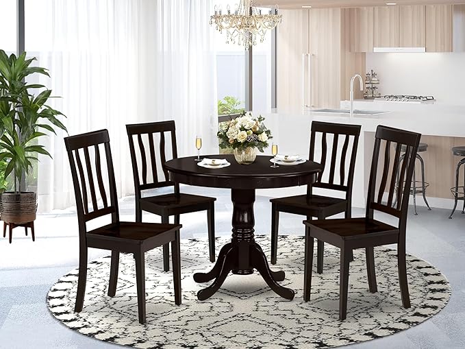 East West Furniture ANTI5-CAP-W 5 Piece Dinette Set - Image 2
