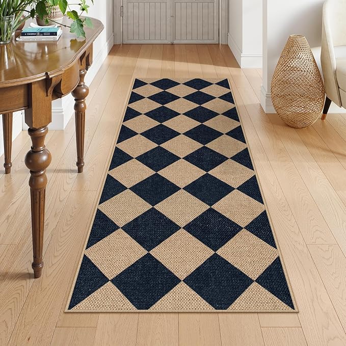 Lahome Checkered Easy Jute Runner, 2x6 Kitchen Runner Rug Non Slip Washable - Image 7
