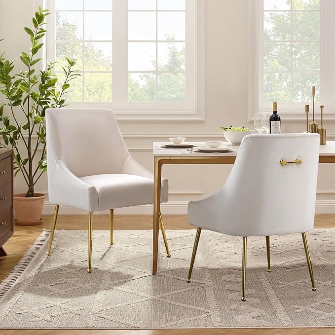 Velvet Dining Chairs Set of 2, Upholstered Dining Chairs by RESTWORLD