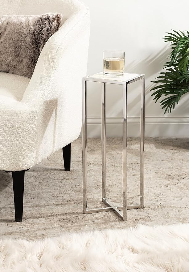 Kate and Laurel Jaspur Modern Glam Drink Table, Decorative Metal and Marble - Image 3
