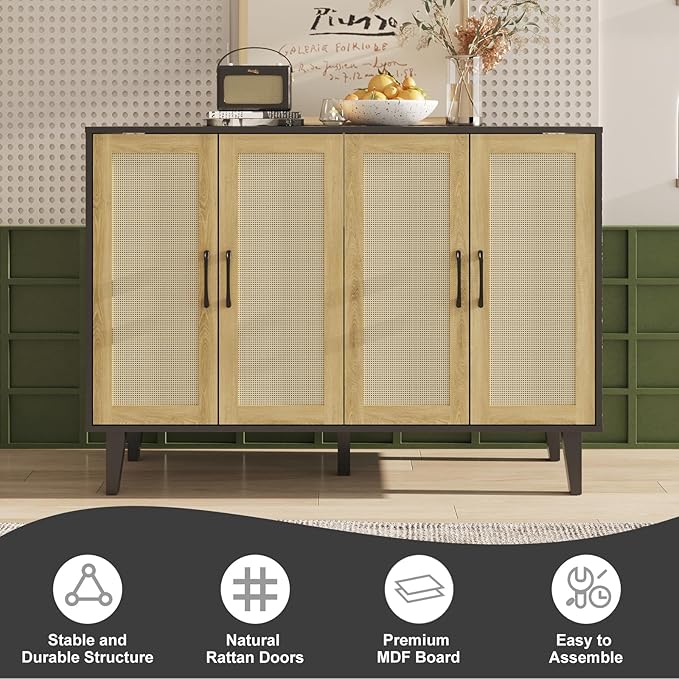 Storage Cabinet with Rattan Trim - Image 5