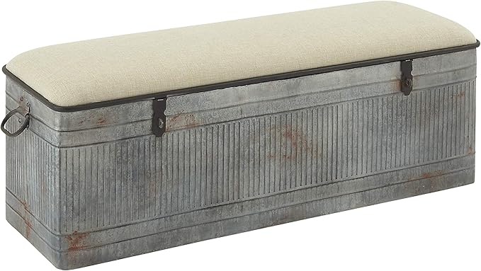 Deco 79 Metal Room Storage Bench Galvanized Entryway Bench - Image 16