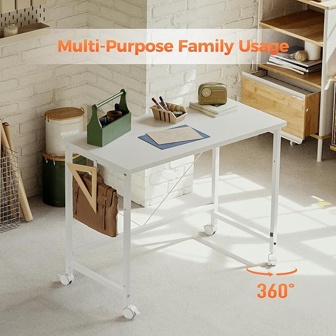 Rolling Computer Desk with Wheels, Gaming Desk - Image 7