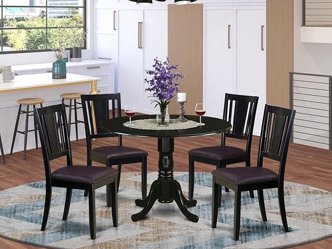 East West Furniture DLDU5-BLK-LC 5 Piece Modern Dining Table Set Includes a - Image 2