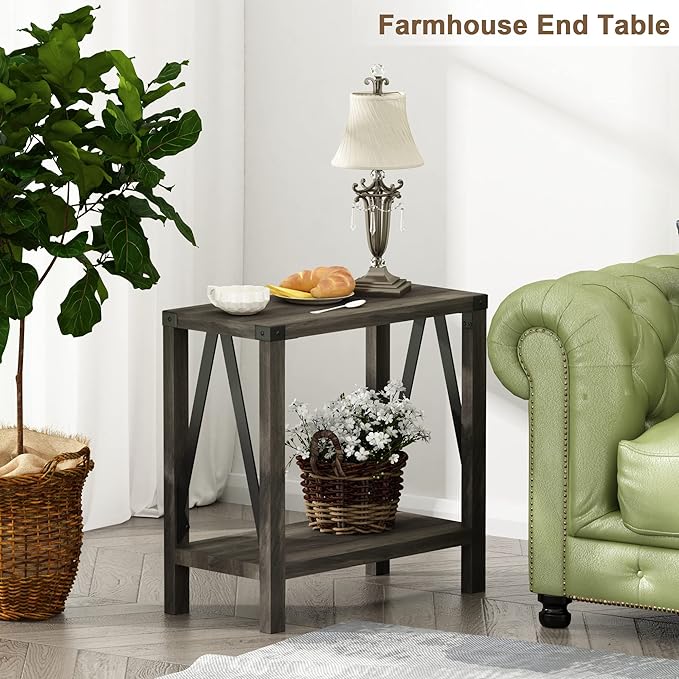 ChooChoo Farmhouse End Table for Small Spaces, Narrow Side End Table - Image 5