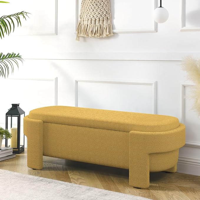 KEIKI 51" Linen Ottoman Bench - Image 3