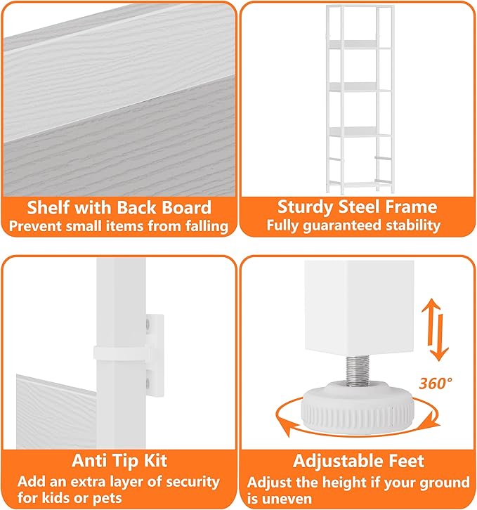 Furnulem 4-Tier Corner Shelf, Bookshelf - Image 5