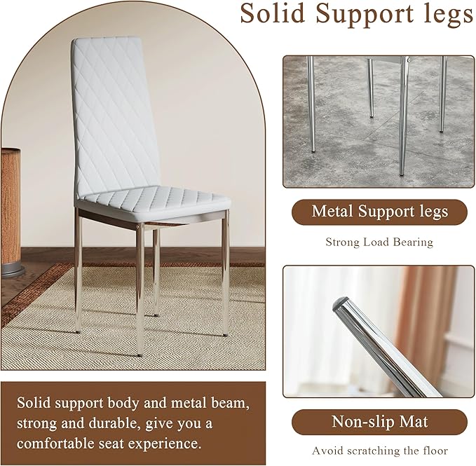 JT Modern Minimalist Dining Chair Fireproof Leather Sprayed Metal Pipe Diamond - Image 4