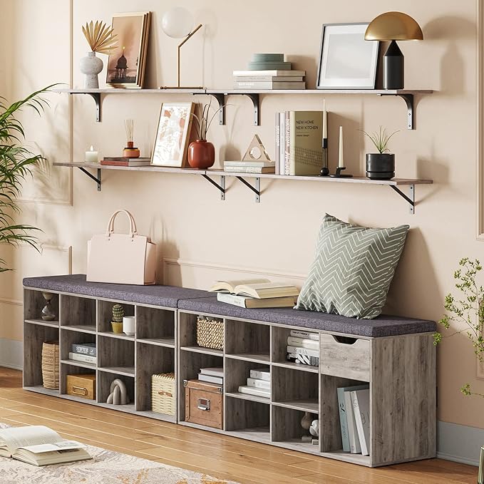 DINZI LVJ Shoe Bench, Entryway Storage Bench - Image 5