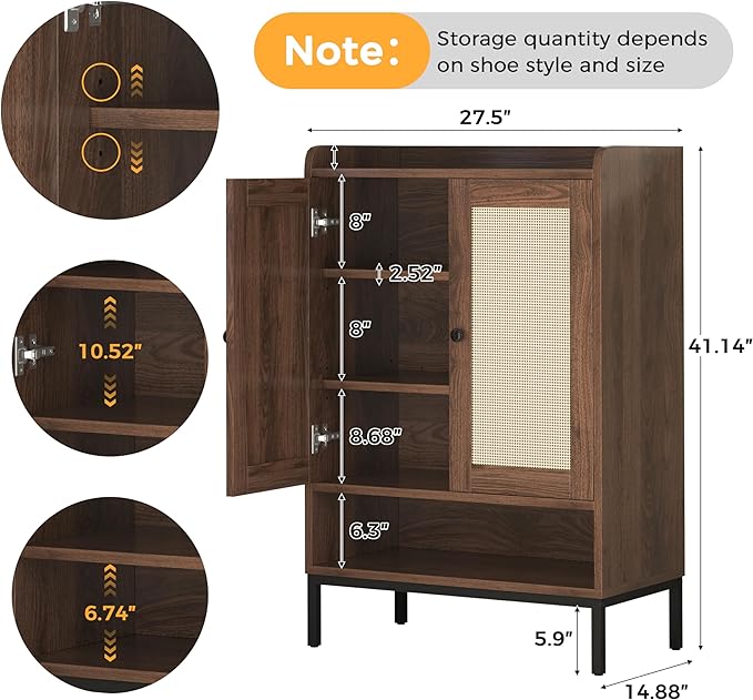 Rattan Shoe Cabinet Storage for Entryway, Shoe Cabinet - Image 2