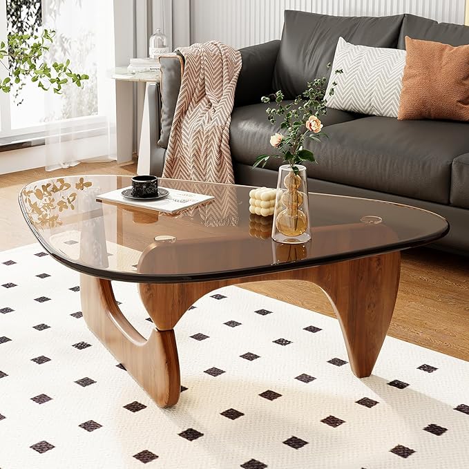Glass Coffee Table for Living Room Mid Century Modern Triangle Center Table - Image 3