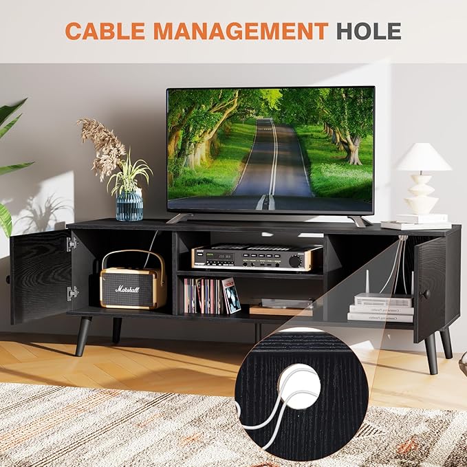 Sweetcrispy TV Stand for 55 60 inch TV, Modern Mid Century Entertainment Center - Image 5