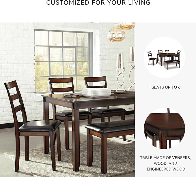 Signature Design by Ashley Coviar 6 Piece Dining Set, Includes Table, 4 Chairs - Image 4