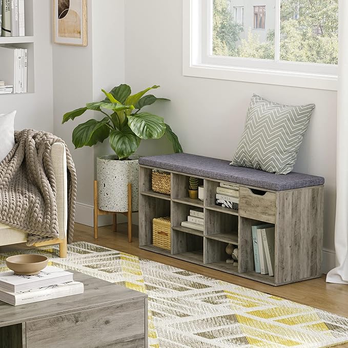 DINZI LVJ Shoe Bench, Entryway Storage Bench - Image 5