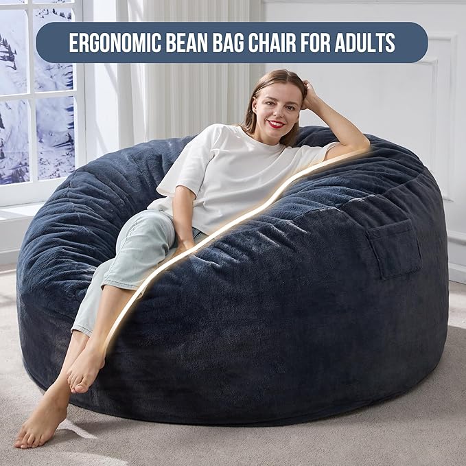 Hobestluk 5ft Bean Bag Chairs for Adults Large Beanbag Chair - Image 3
