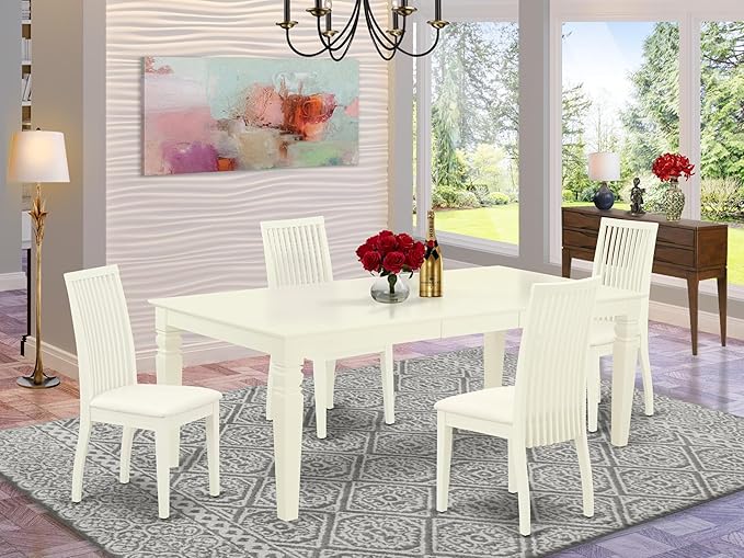 East West Furniture LGIP5-LWH-C 5 Piece Dinette Set - Image 2
