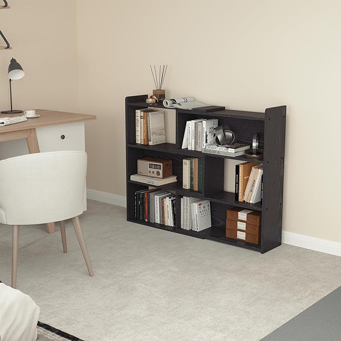 Open Shelf Low Bookcase, Wooden 4-Tier Floor Standing Expandable 25-47 inch - Image 5