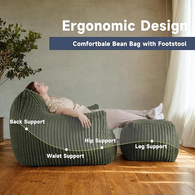 Giant Bean Bag Chairs for Adults, Oversized Chaise Lounge Chair Indoor - Image 5