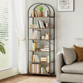 Homhedy 6-Tier Bookshelf Arched Display Racks, Wood and Metal Bookcase by Homhedy