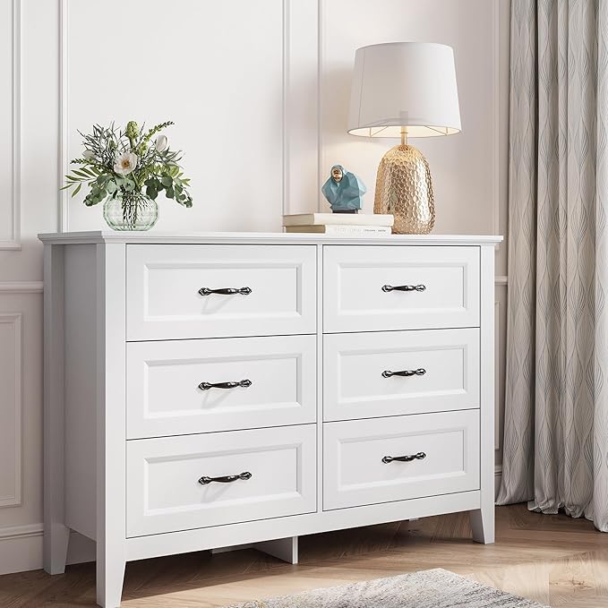LINSY HOME 6 Drawers Dresser for Bedroom, Modern Farmhouse Dresser TV Stand - Image 2