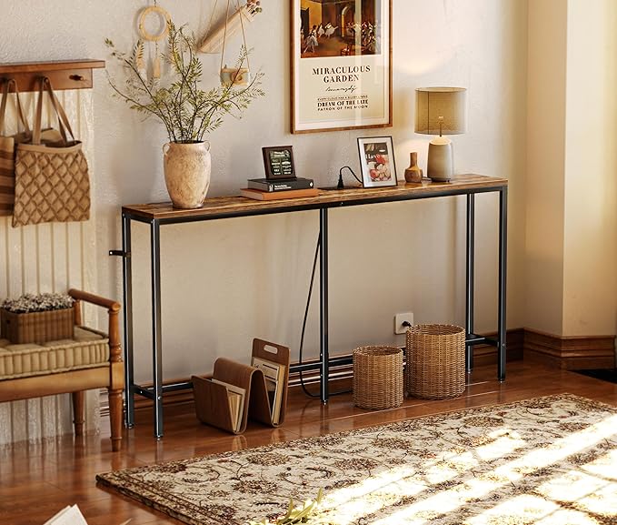 SUPERJARE Console Table with Outlet, 63 Inch Sofa Table with Charging Station - Image 7