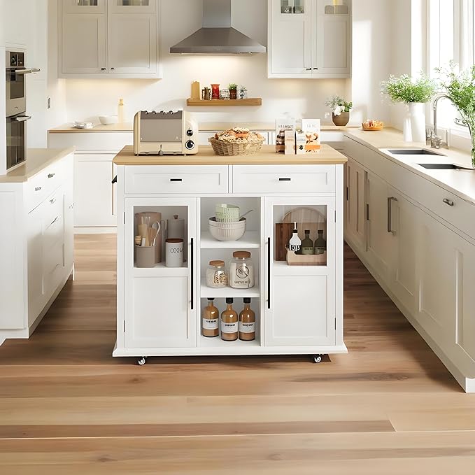 Mobile Modern Storage Island, Rolling Kitchen Island by Garvee