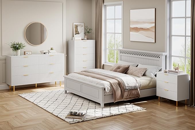 White Dresser, Modern 3 Drawer Dresser - Image 4