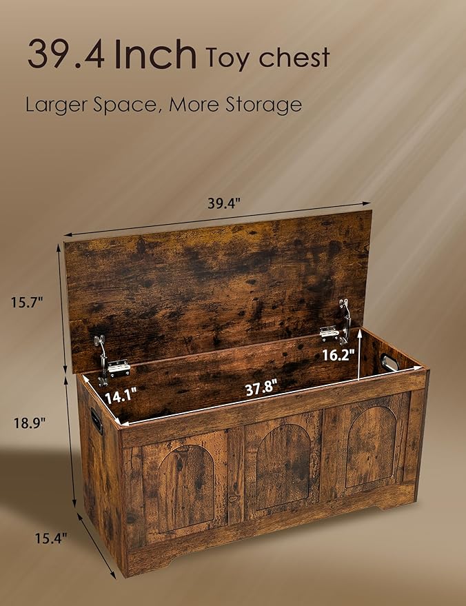 DINZI LVJ Storage Chest, 39.4”Wooden Storage Box - Image 3