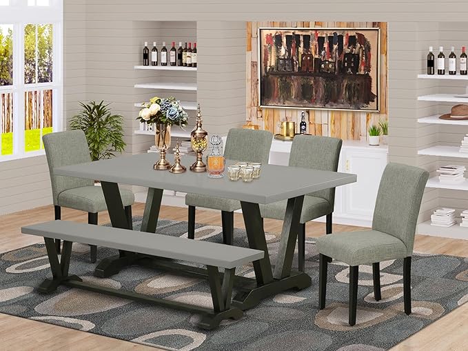East West Furniture V697AB106-6 6 Piece Dinette Set Contains a Rectangle Dining - Image 2
