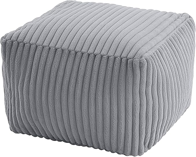 MeMoreCool Square Stuffed Pouf Ottoman Foot Rest, Stripe Furry Floor Pouf Foot by MeMoreCool