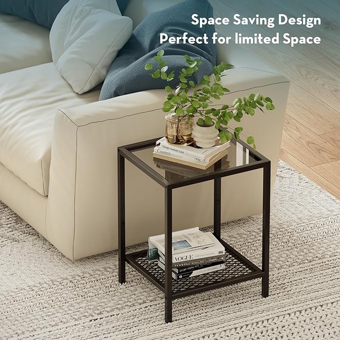 SAYGOER Small Side Table Glass End Table - Image 4