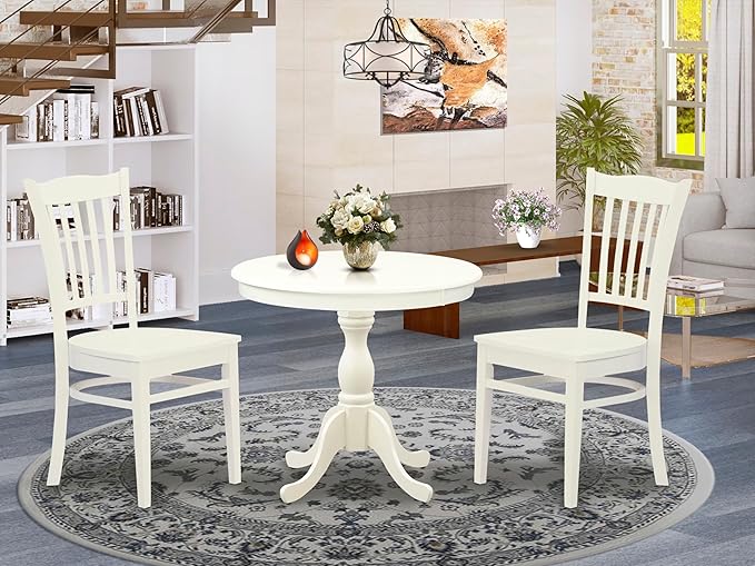 East West Furniture AMGR3-LWH-W 3 Piece Dinette Set - Image 2