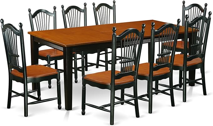 East West Furniture QUDO9-BCH-W 9 Piece Dining Table Set Includes a Rectangle by EastWestFurniture