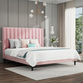 SHA CERLIN King Bed Frame/Velvet Upholstered Platform Bed Frame by SHACERLIN